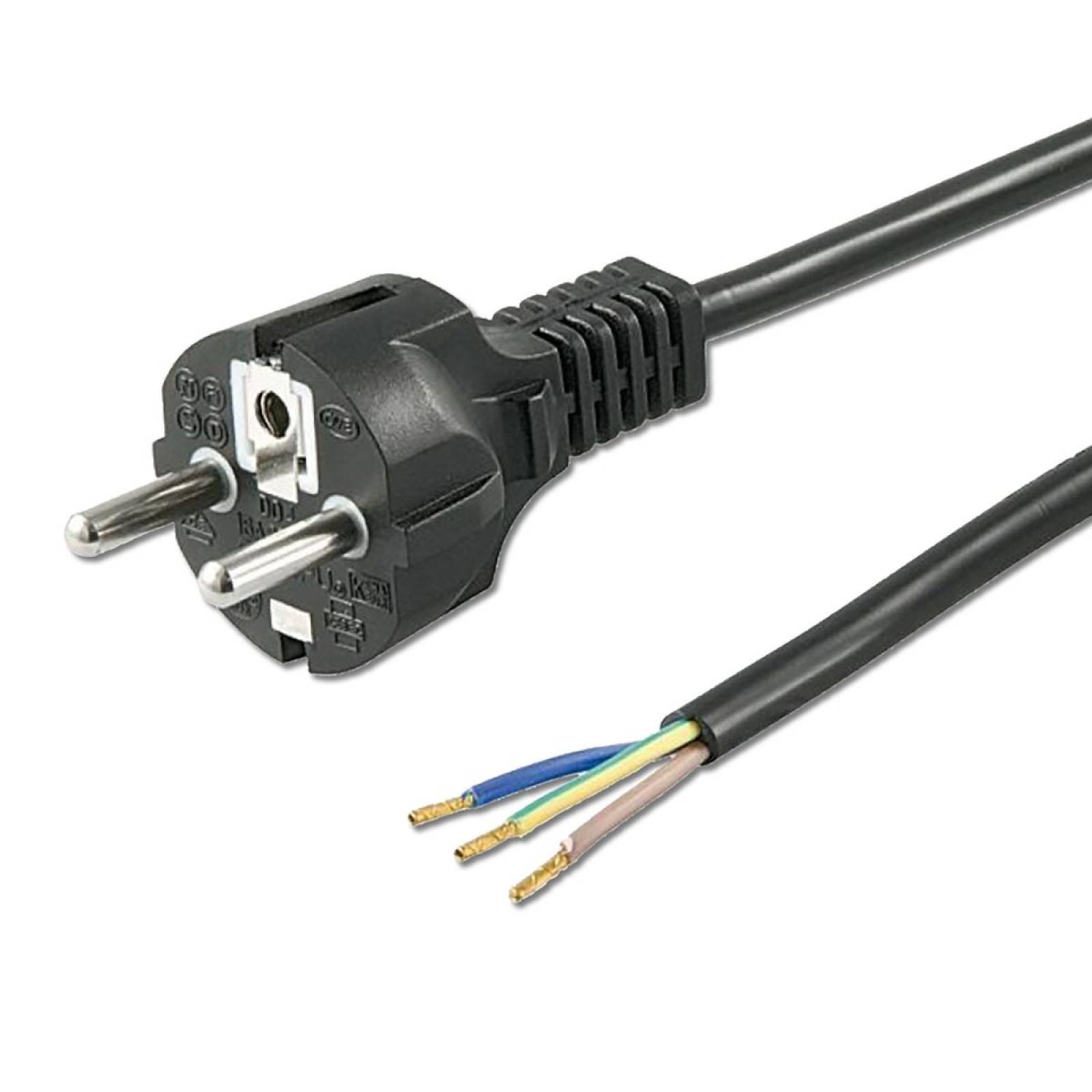 PVC-Anschlussleitung mit Schutzkontakt-Stecker schwarz, 1,5m L�nge, Kabelenden mit Adernh�lsen