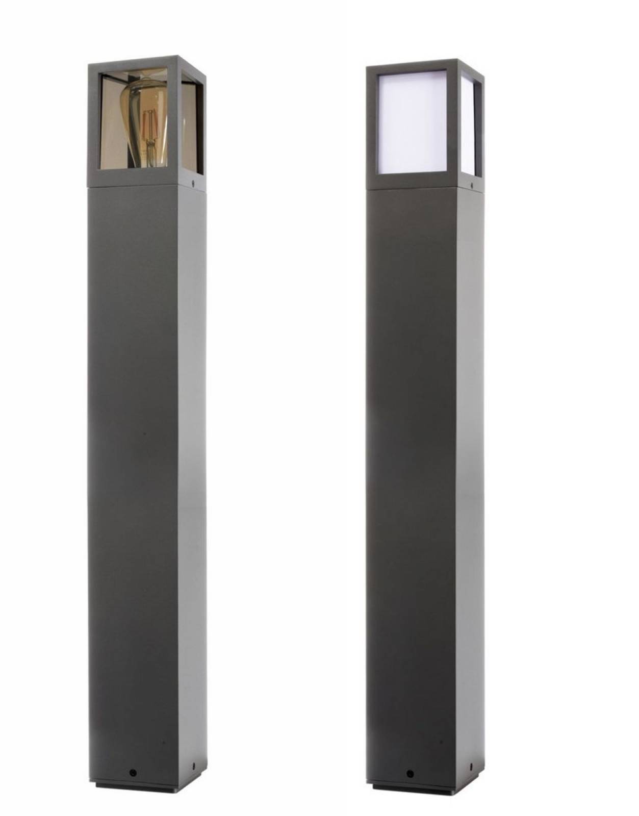 Pollerleuchte Facado II eckig IP65, Scheibe wei� / get�nt 650mm, 1x E27 max 20W, grau