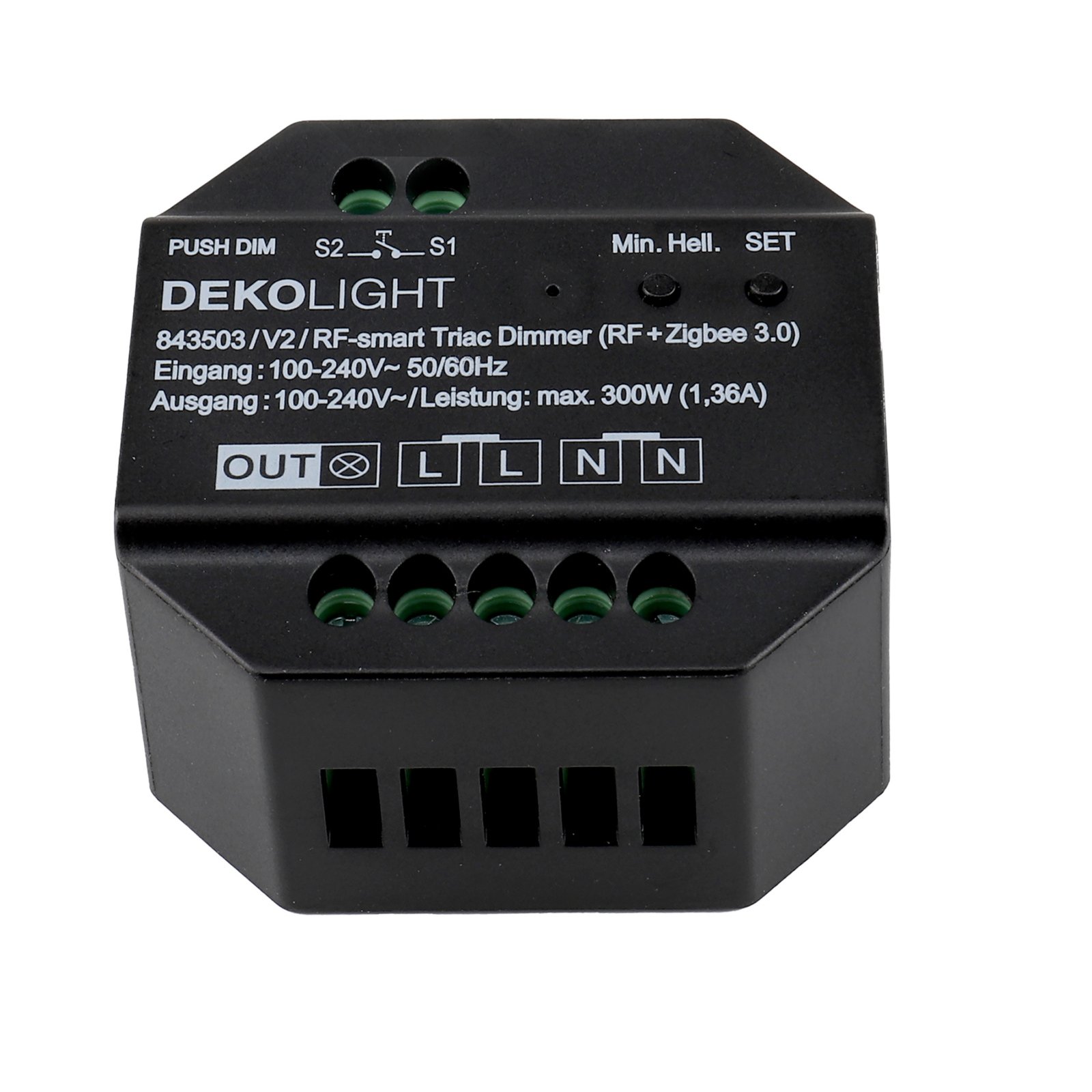 RF-smart Triac-Dimmer 230V, 300W, Phasenabschnitt, ZigBee 3.0, Intelli Push-Dim