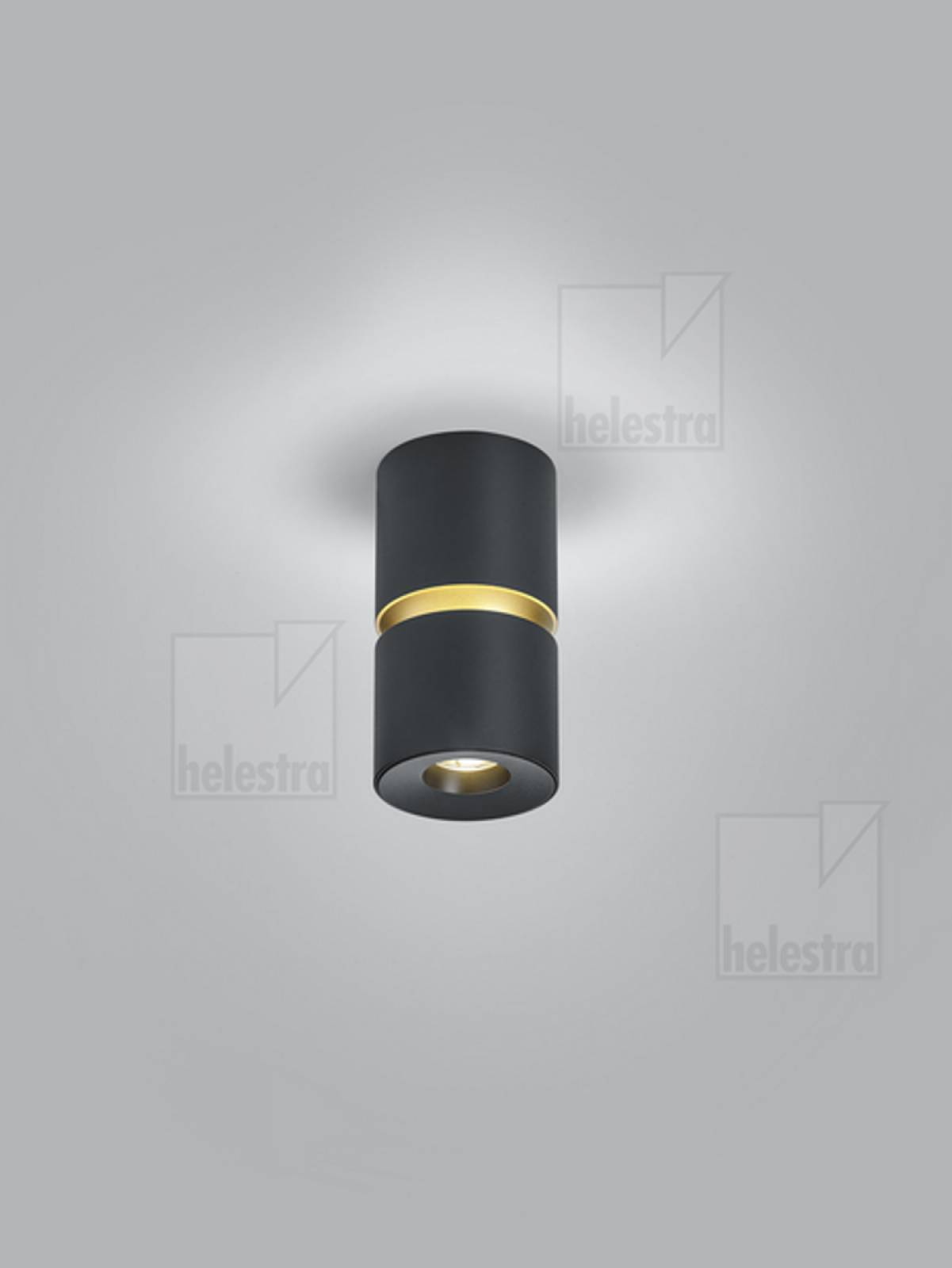 ROK Deckenleuchte schwarz-gold 10W dimmbar, 2700K, verstellbar 20-60�, �80mm