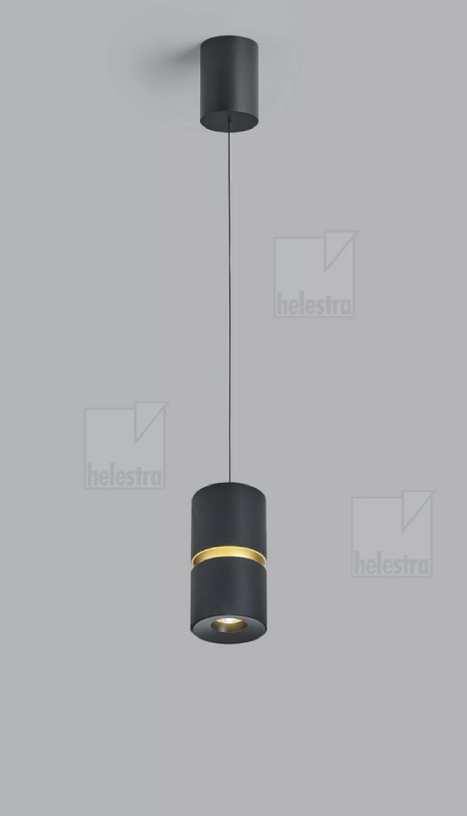 ROK Pendelleuchte schwarz-gold 10W dimmbar, 2700K, verstellbar 20-60�, H:10-1800mm