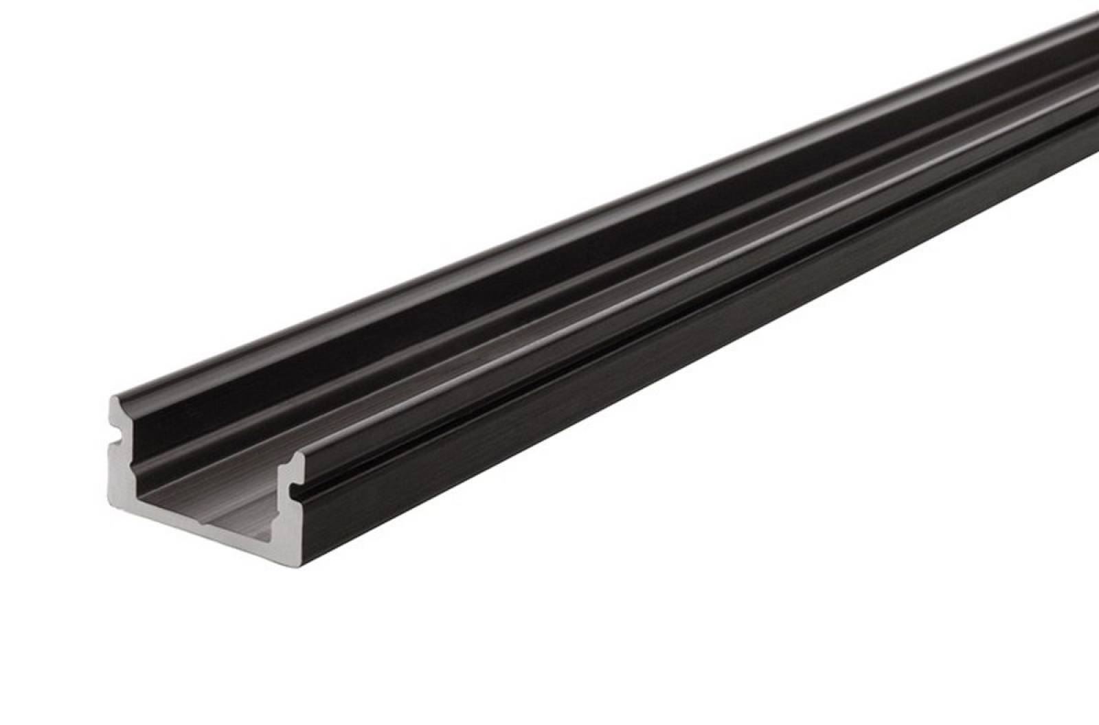 Reprofil AU-01-08 flaches U-Profil f�r 8 - 9,3 mm LED Stripes, Schwarz-matt, eloxiert, 2000 mm