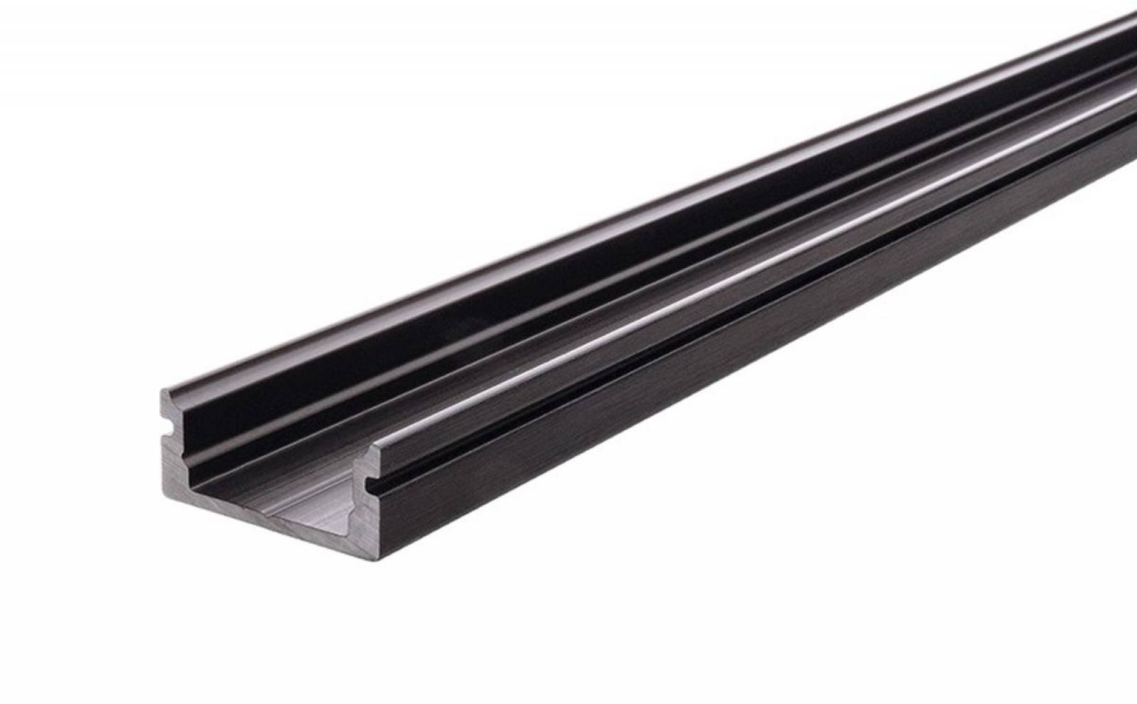 Reprofil AU-01-10 flaches U-Profil f�r 10 - 11,3 mm LED Stripes, Schwarz-matt, eloxiert, 2000 mm