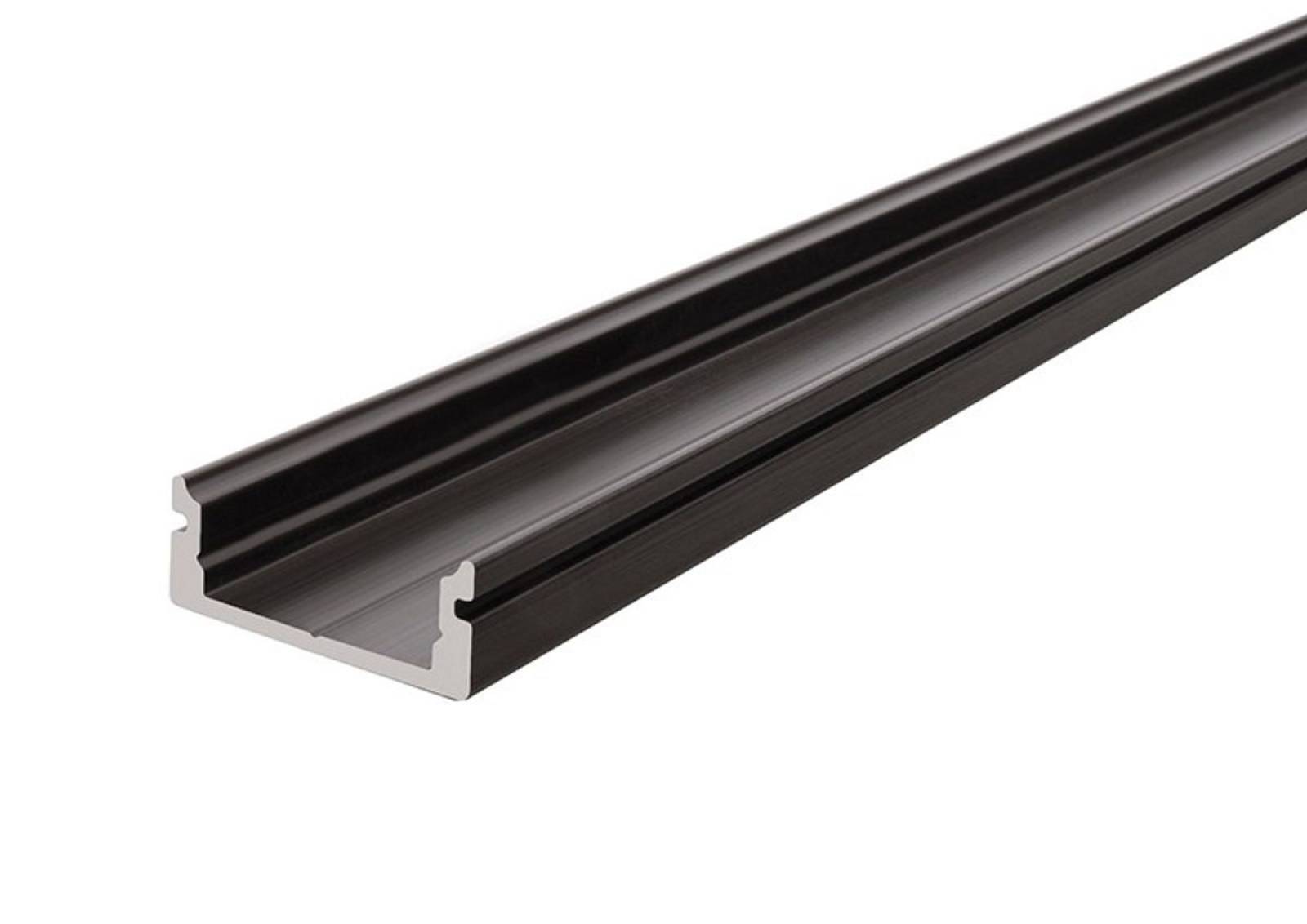 Reprofil AU-01-12 flaches U-Profil f�r 12 - 13,3 mm LED Stripes, Schwarz-matt, eloxiert, 2000 mm