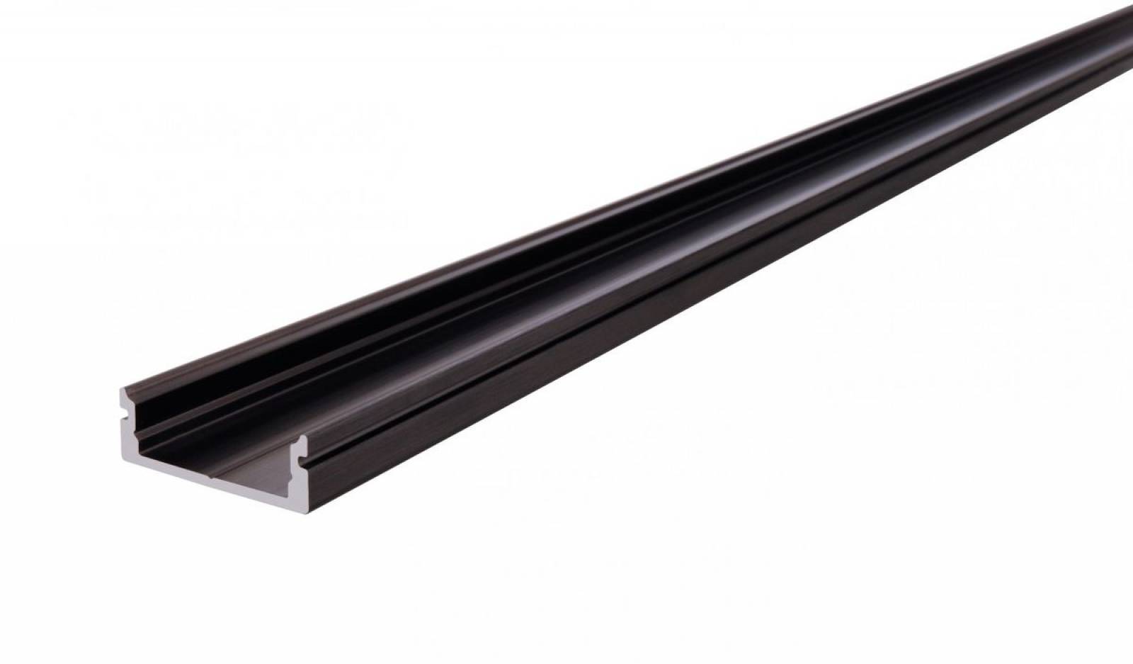 Reprofil AU-01-15 flaches U-Profil f�r 15 - 16,3 mm LED Stripes, Schwarz-matt, eloxiert, 2000 mm