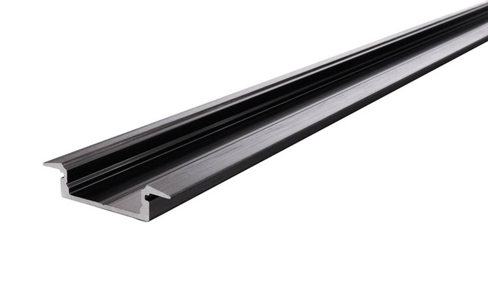 Reprofil ET-01-15 flaches T-Reprofil f�r 15 - 16,3 mm LED Stripes, Schwarz-matt, eloxiert, 2000 mm