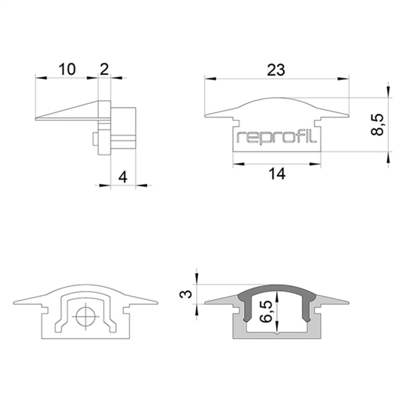 Reprofil Endkappe F-ET-01-08, Wei�, 23 mm, Flach