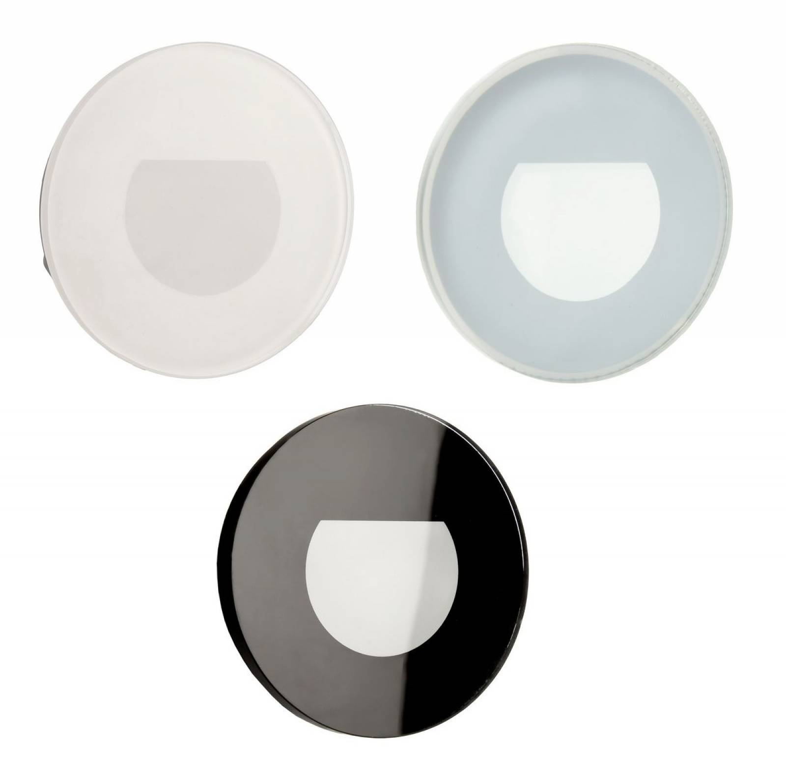 Runde Abdeckung Glas f�r Alwaid II Wandeinbauleuchte 75x75mm, wei�/schwarz/alu