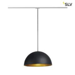 FORCHINI M Pendelleuchte, 40cm, rund, schwarz/gold, E27, inkl. silbernem 1 Phasen-Adapter