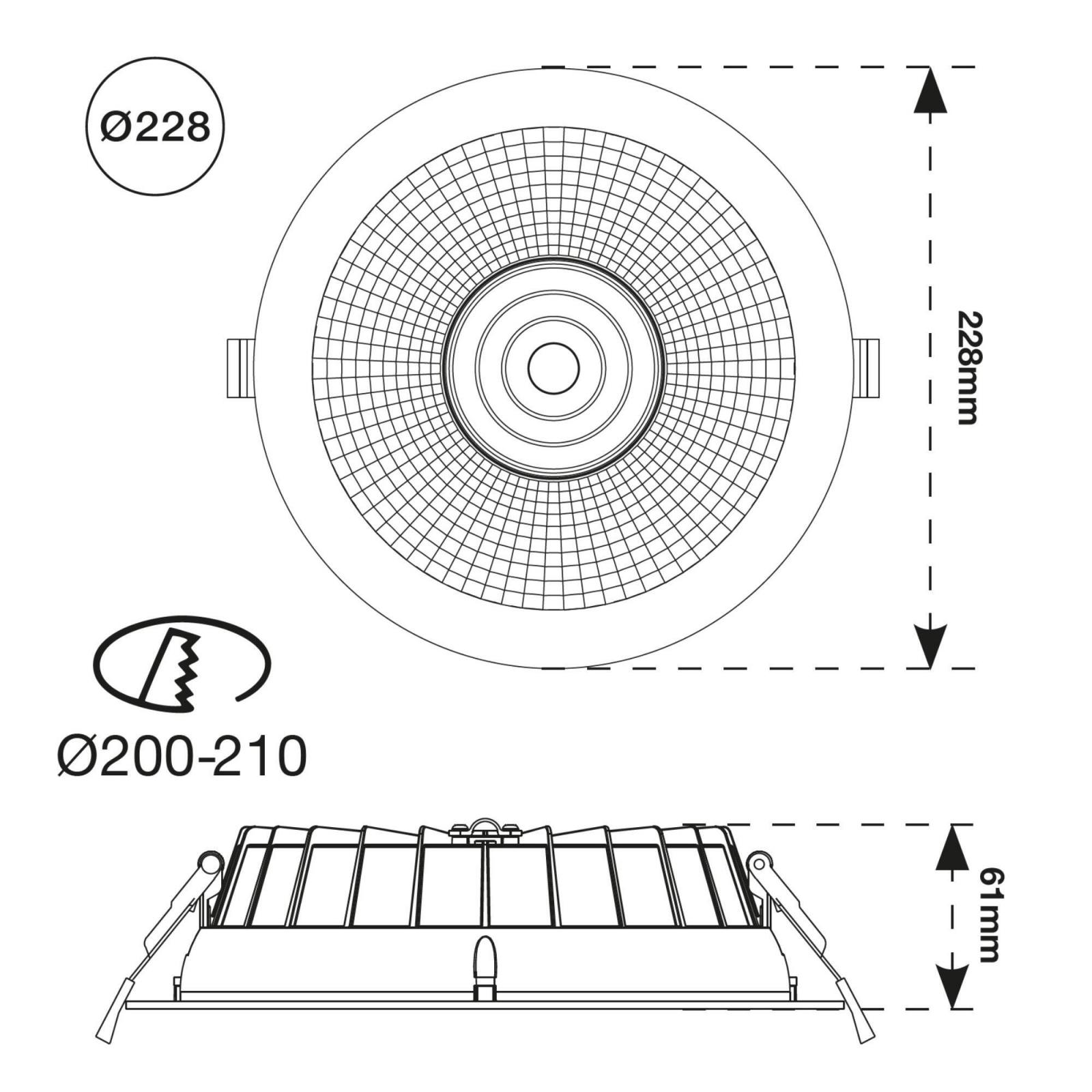 SLC Shift Downlight Ø200–210mm schwarz 2400lm TLG