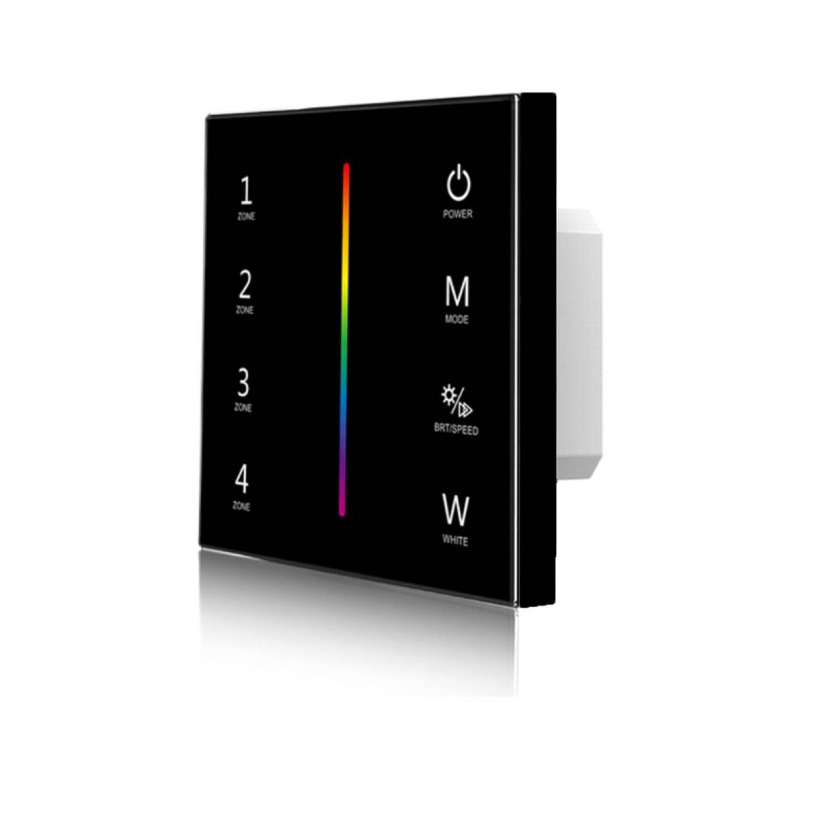 Schwarze RGB+RGBW 4 Zonen Einbau-Touch-Fernbedienung + DMX Output, Sys-Pro