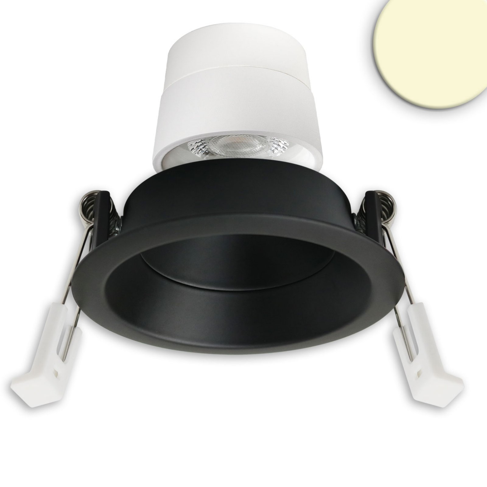 Schwenkbarer LED B�ro-/Einbaustrahler Back68, schwarz matt, 5W, CRI90, 2700K warmwei�, rund, UGR<12,