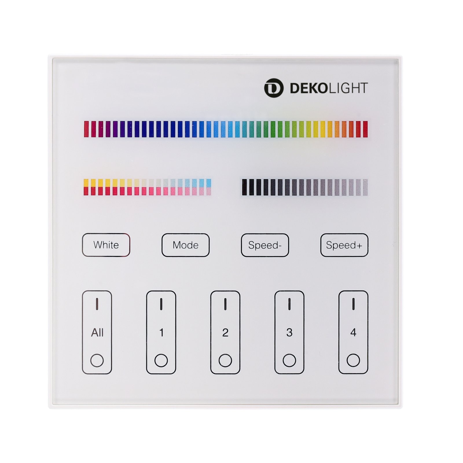 Steuerung RF-smart Wandfernbedienung wei�, 4 Zonen, Single/CCT/RGB/W/+CCT, dimmbar, 3V/DC