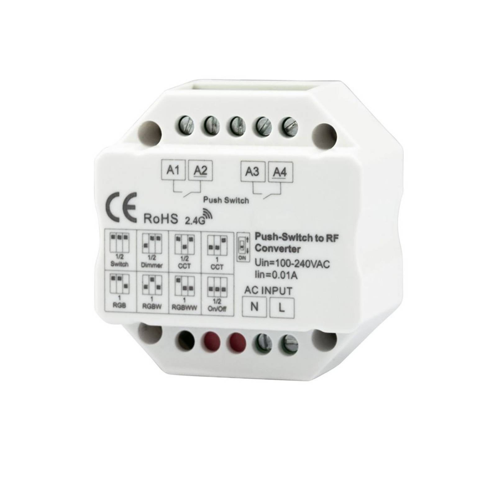 Sys-Pro 2-Push Input, Funk-Output f�r Switch/Dimm/CCT/ RGB/RGB+W Empf�nger, 100-240V