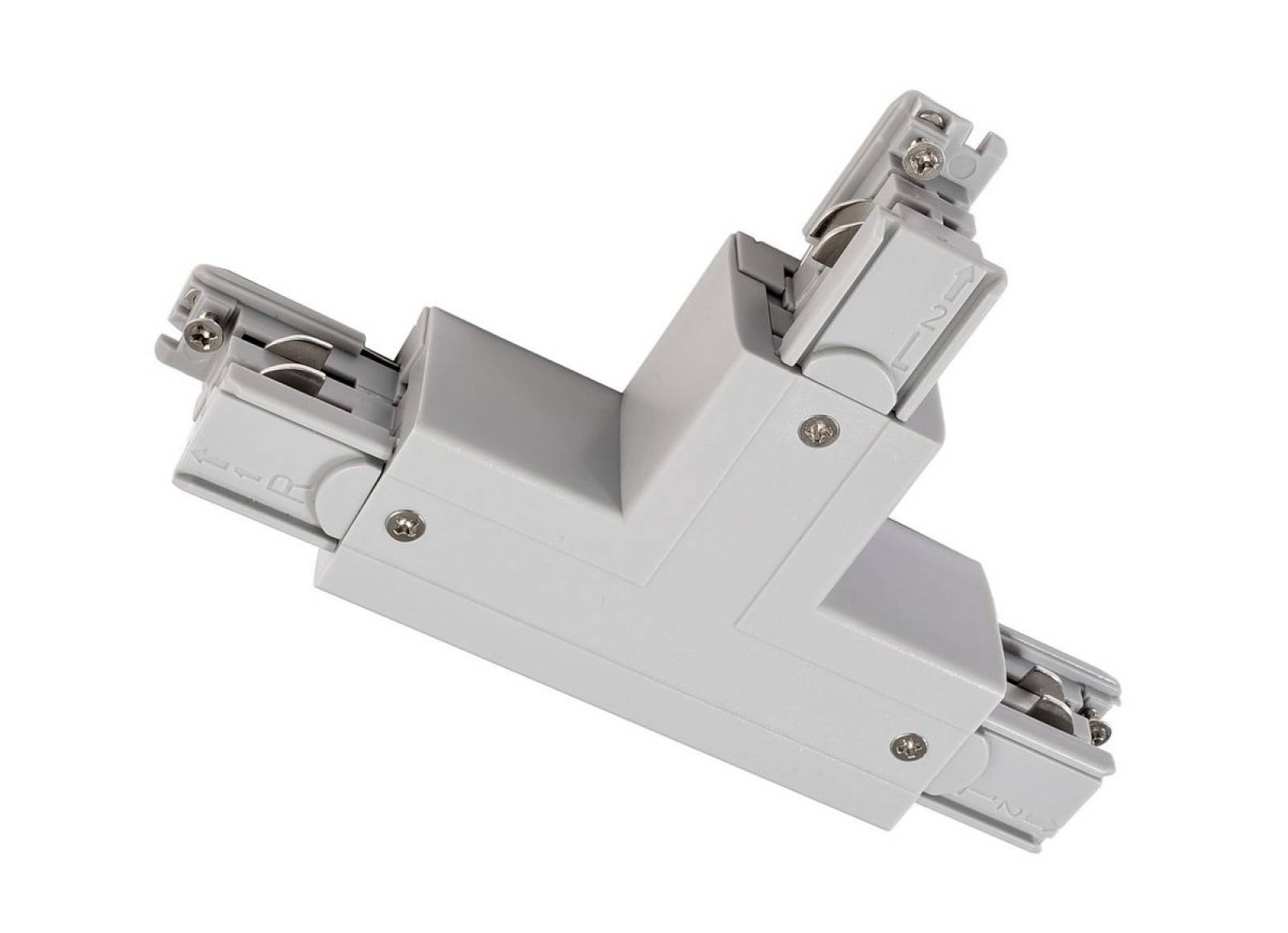 T-Verbinder links-links-rechts mit Wechselmechnik f�r 3-Phasen Schienensystem D Line, grau