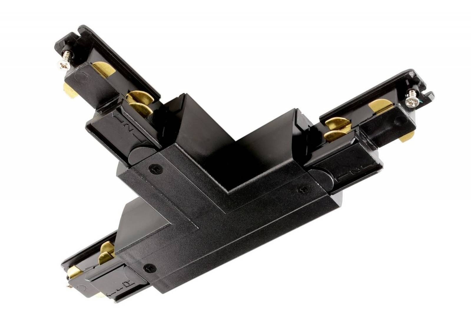 T-Verbinder rechts-rechts-links mit Wechselmechanik, D Line DALI Ein-/Aufbauschienen, schwarz