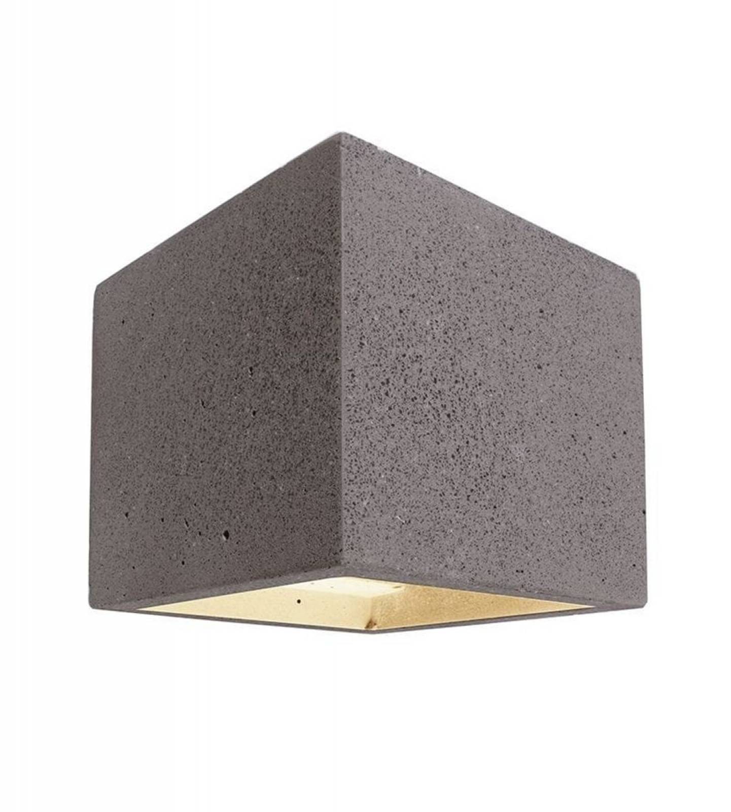 �berstreichbare Wandaufbauleuchte, Cube, G9, 1x25W, Beton, Farbe: Dunkelgrau, IP20