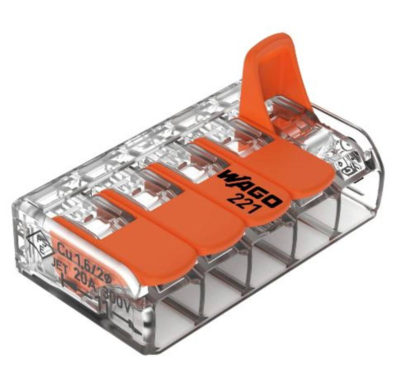 WAGO Verbindungsklemme 5-polig, 221-415, mit Hebel, max. 4mm�