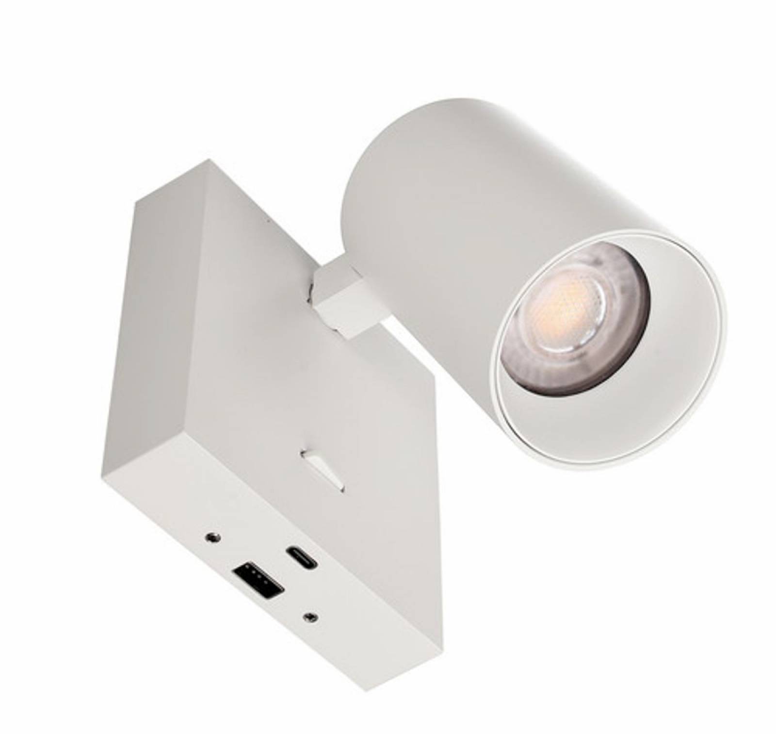 Wandaufbauleuchte Can Tilt eckig, max. 7,5W GU10, wei� mit USB Ladem�glichkeit