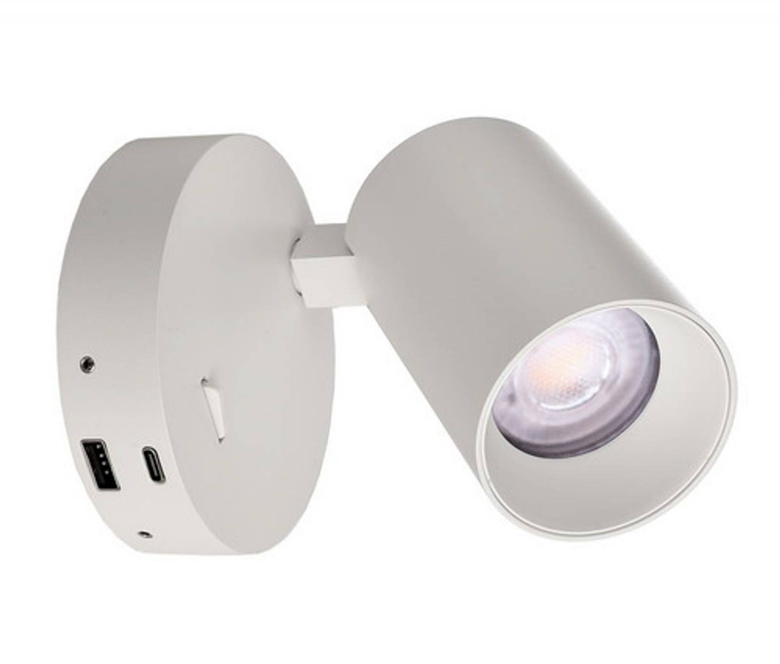 Wandaufbauleuchte Can Tilt rund, max. 7,5W GU10, wei� mit USB Ladem�glichkeit