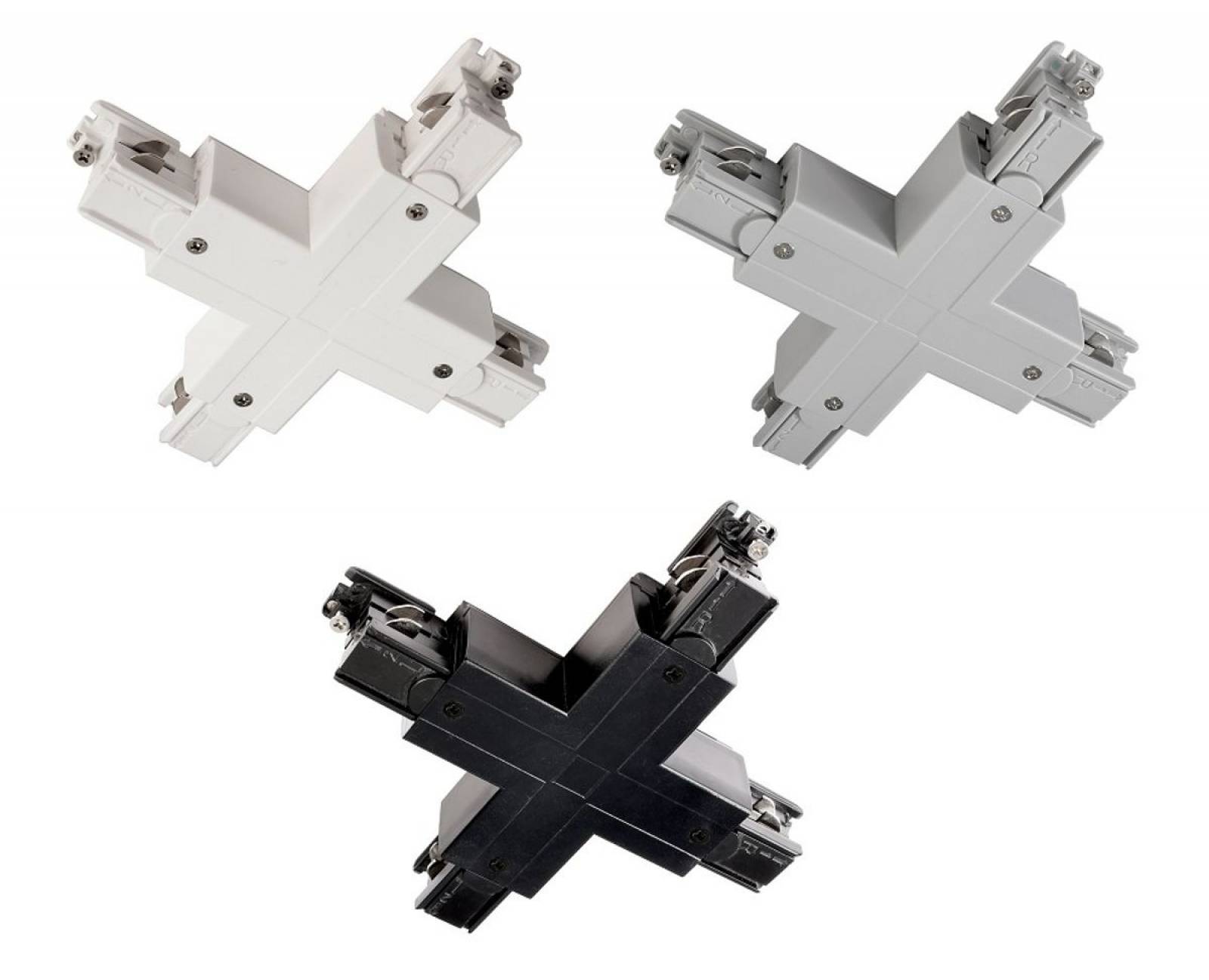 X-Verbinder links-links-rechts-rechts f�r 3-Phasen Schienensystem D Line 230V, wei�/schwarz/grau