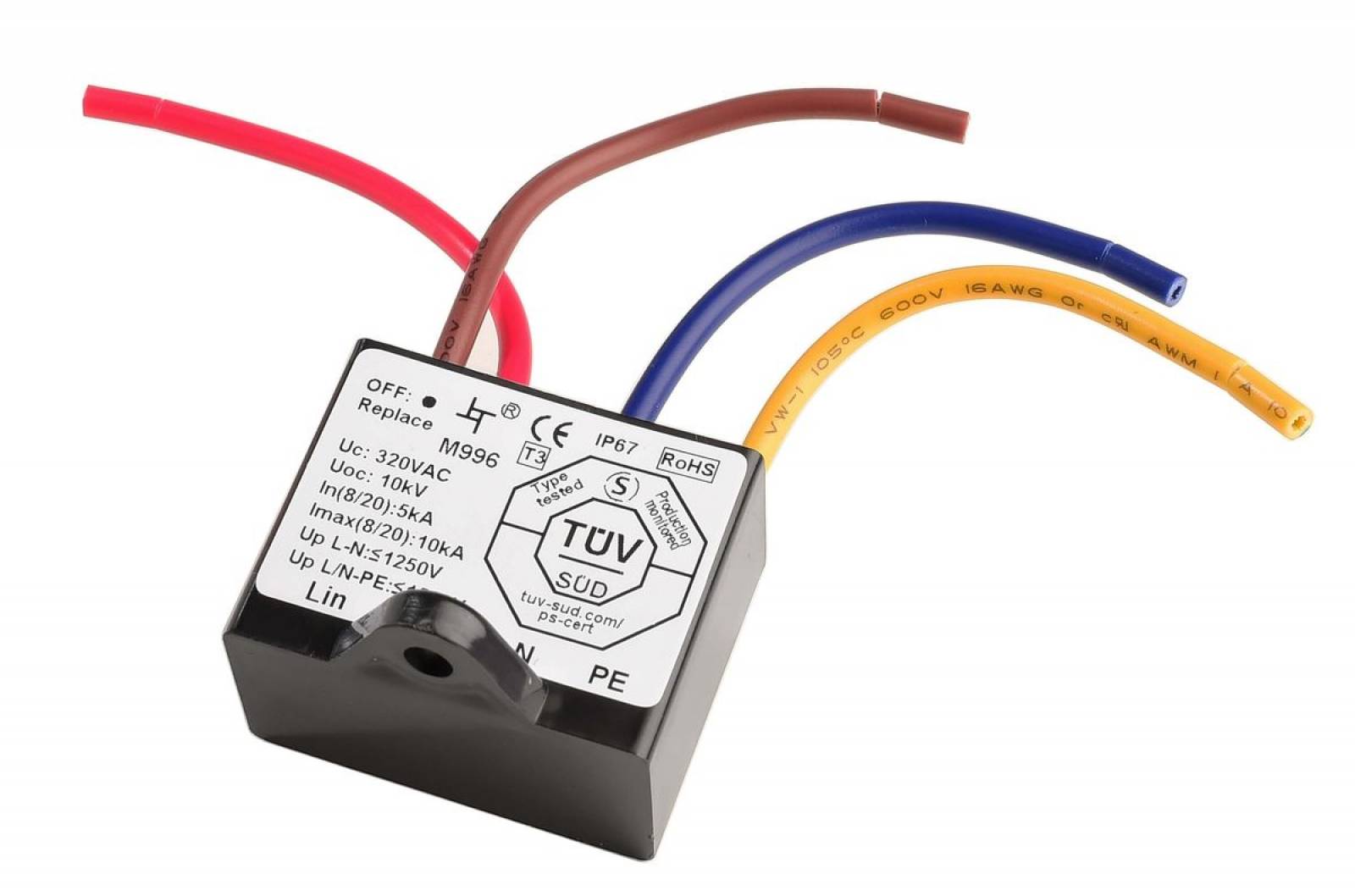 Zubeh�r, �berspannungsschutzfilter mit Kontrollanzeige, 230-277VAC 50/60Hz, Spannungsschutz bis 1500
